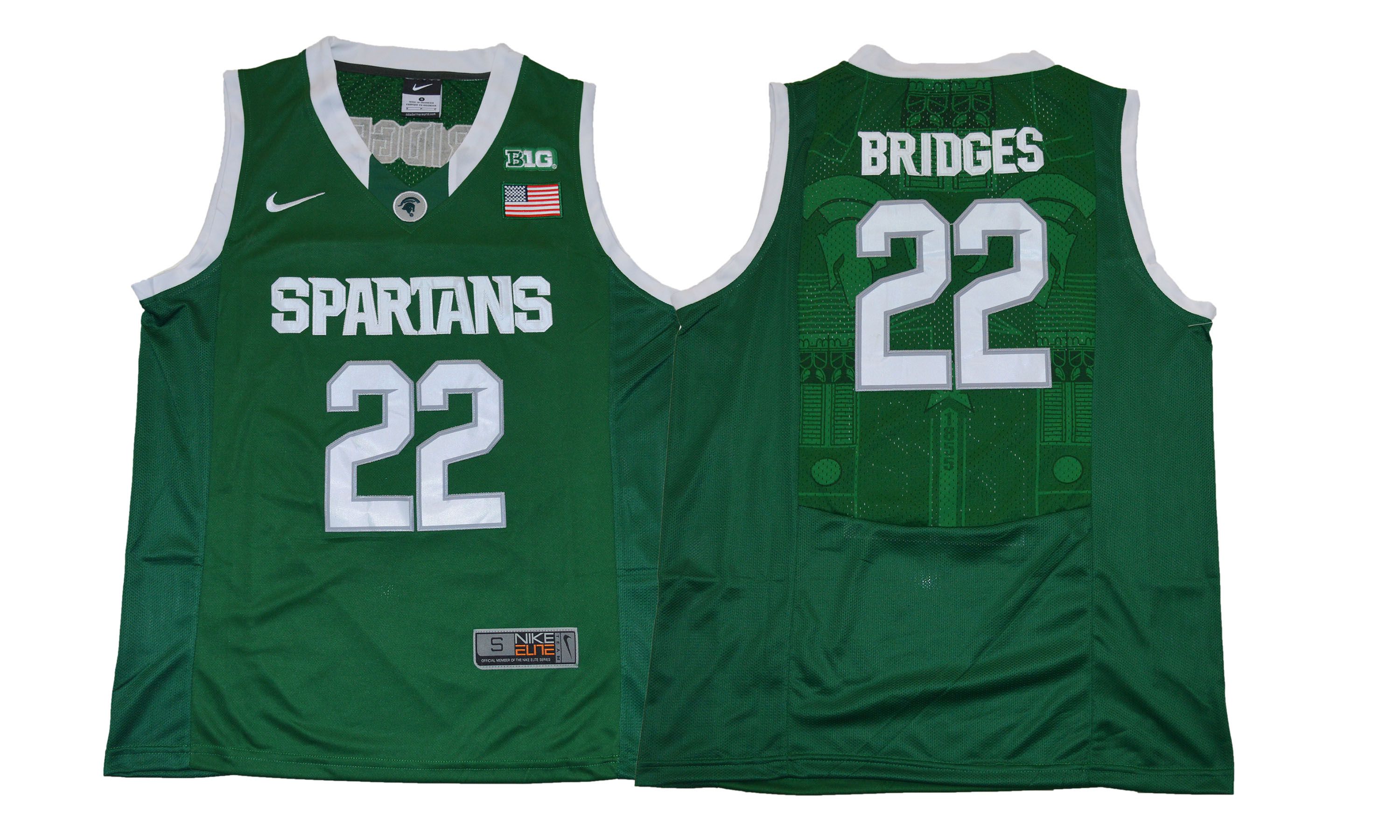 Men Michigan State Spartans #22 Bridges Green Nike NCAA Jerseys